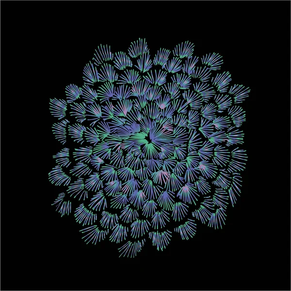 Gradiente ilustración de una flor mandaloide psicodélica en la técnica de eclosión . — Archivo Imágenes Vectoriales