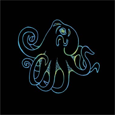 Ahtapotun degrade illüstrasyonu. Dövme fikri