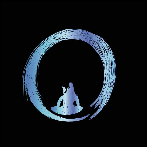Έγχρωμη απεικόνιση του Σίβα σε έναν κύκλο Zen. Τατουάζ ιδέα. — Διανυσματικό Αρχείο