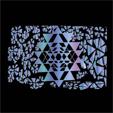 Shri Yantra'nın degrade illüstrasyonu. Üçgenler ve konsantrasyon arka planı. Dövme fikri.