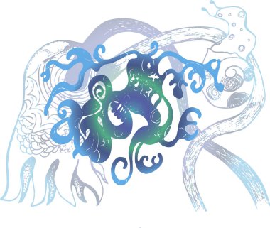 Psikedelik ahtapotun gradyan çizimi.