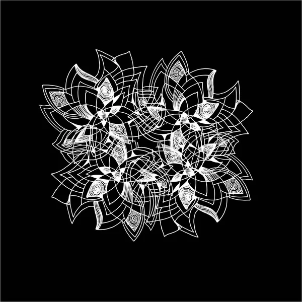 Ilustração em preto-branco de uma flor de mandala com padrões, ornamentos, uma ideia para uma tatuagem. Giz em um quadro negro . — Vetor de Stock