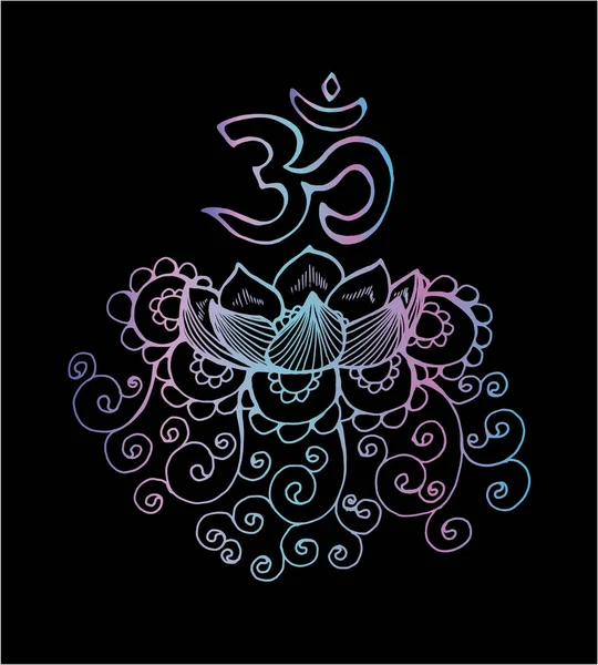 Illustration couleur lotus. Illustration de motifs, om et flowertus. Modèle, om et fleur — Image vectorielle