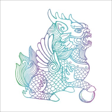 Kozmik cilinin gradyan renk llustration. Mitolojik bir yaratığın resmi