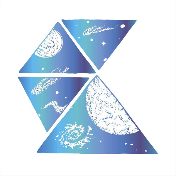 Неоновое изображение пространства. Геометрический узор Вселенной