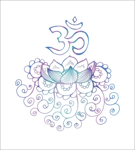 Färg Lotus illustration. Mönster, om och flowertus illustration. Mönster, om och blomma — Stock vektor