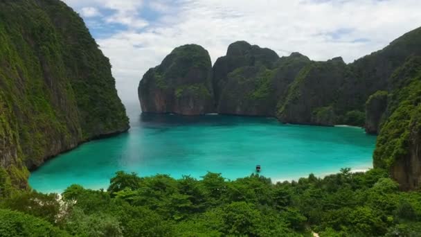 Вид Знакових Тропічних Maya Bay Phi Phi Острови Таїланд — стокове відео