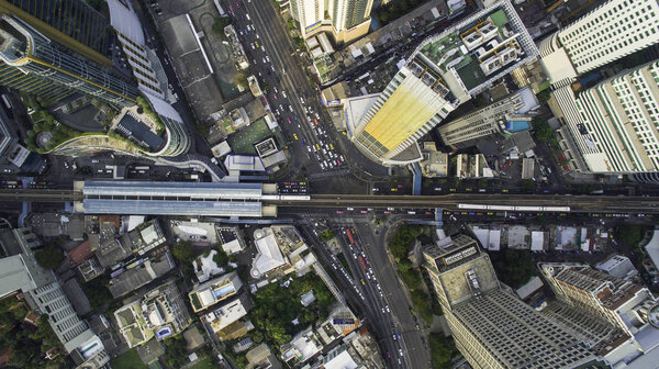 Aerial View On Sukhumvit in Bangkok. Thailand