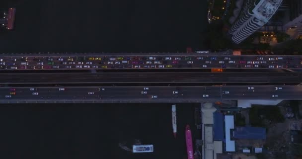 Letecký Pohled Taksin Bridge Sathorn Road Srdci Bangkoku Thajsko — Stock video