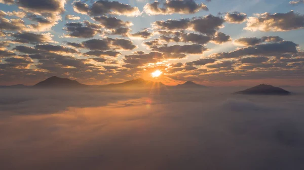 Flygfoto Klassiska Trähus Bredvid Mekong Floden Chiang Khan Distriktet Loei — Stockfoto