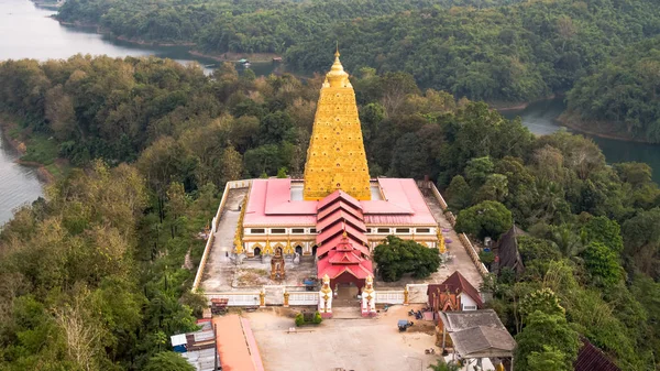 Luftaufnahme Der Mon Brücke Sangkhlaburi Kanchanaburi Thailand — Stockfoto