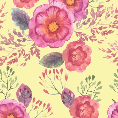 sulu boya Dikişsiz çiçek desenli dekor arka kapak doku dokular Tekstil duvar kağıdı kitap web tasarım çim dalları yazdırmak için yüksek çözünürlükte