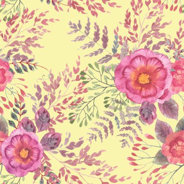 sulu boya Dikişsiz çiçek desenli dekor arka kapak doku dokular Tekstil duvar kağıdı kitap web tasarım çim dalları yazdırmak için yüksek çözünürlükte