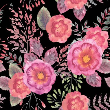 sulu boya Dikişsiz çiçek desenli dekor arka kapak doku dokular Tekstil duvar kağıdı kitap web tasarım çim dalları yazdırmak için yüksek çözünürlükte