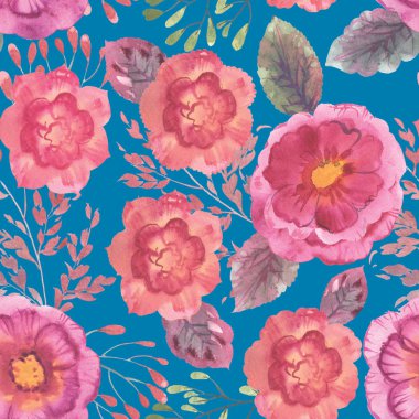 sulu boya Dikişsiz çiçek desenli dekor arka kapak doku dokular Tekstil duvar kağıdı kitap web tasarım çim dalları yazdırmak için yüksek çözünürlükte