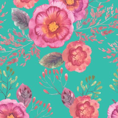 sulu boya Dikişsiz çiçek desenli dekor arka kapak doku dokular Tekstil duvar kağıdı kitap web tasarım çim dalları yazdırmak için yüksek çözünürlükte