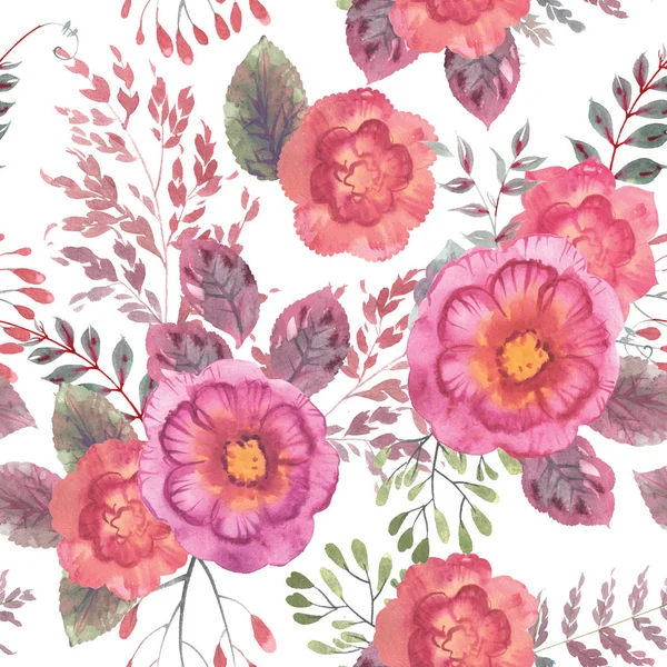 Akvarell Sömlös Blommönster Hög Upplösning För Inredning Täcka Textur Bakgrundsstrukturer — Stockfoto
