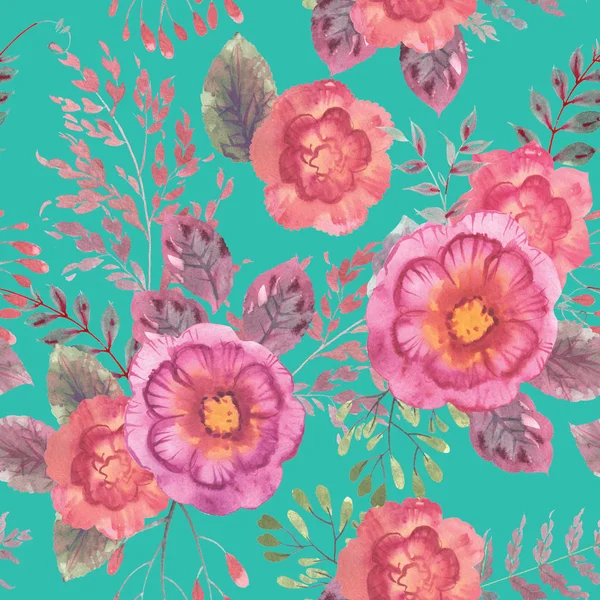 Aquarell Nahtlose Blumenmuster Hoher Auflösung Für Dekor Hintergrund Deckel Textur — Stockfoto