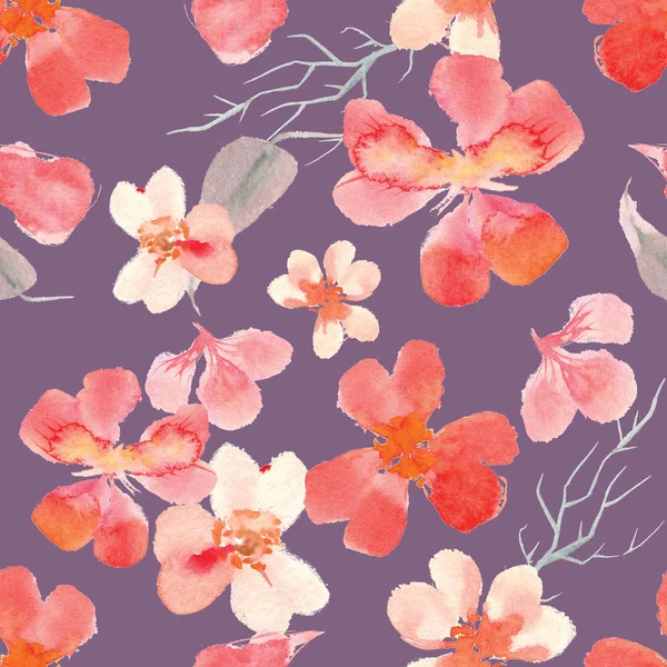 Aquarell Nahtloses Blumenmuster Hoher Auflösung Für Dekordesign Hintergrund Einband Druck — Stockfoto