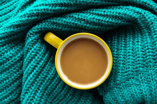 Tazza Caffè Una Sciarpa Autunno — Foto Stock