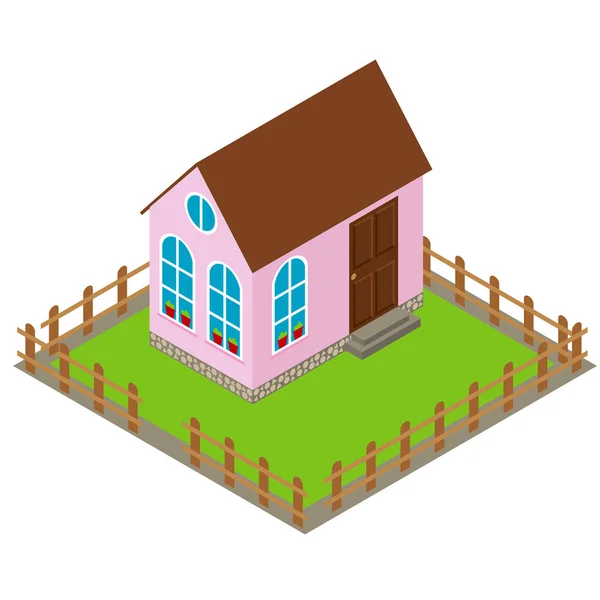 Cozy House Style Isometry Vector Illustration Theme Architecture — Stock Vector