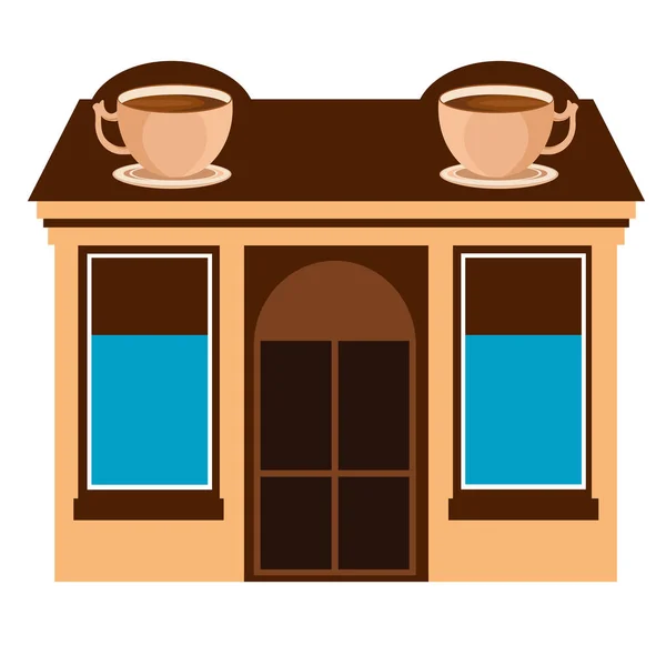 Cozy Cafe Facade Showcase Vector Illustration — Stock Vector