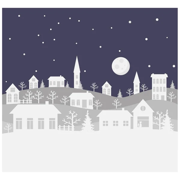 Joyeux Noël Bonne Année Une Petite Ville Hiver Art Papier — Image vectorielle