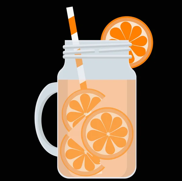 Trinken Sie Orange Einem Glas Mit Einem Strohhalm Zum Trinken — Stockvektor