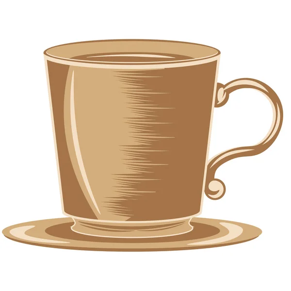 A brown coffee mug, made in the style of a sketch. Vector illustration. — Stock Vector