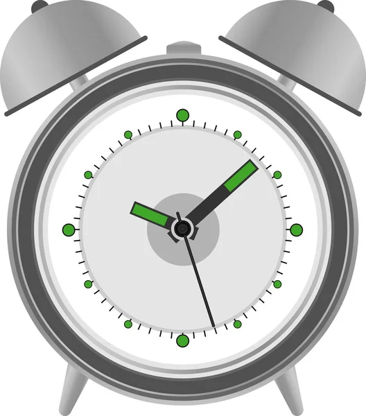 Μεταλλικό ξυπνητήρι σε κλασικό στυλ. Απεικόνιση διανύσματος απομονωμένη σε λευκό φόντο. — Διανυσματικό Αρχείο