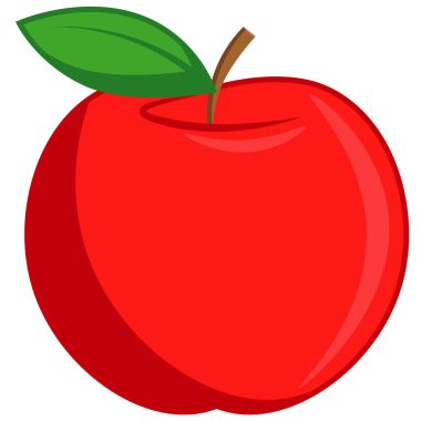 Kırmızı olgun Elma. Meyve ve gıda teması üzerine vektör illüstrasyon.