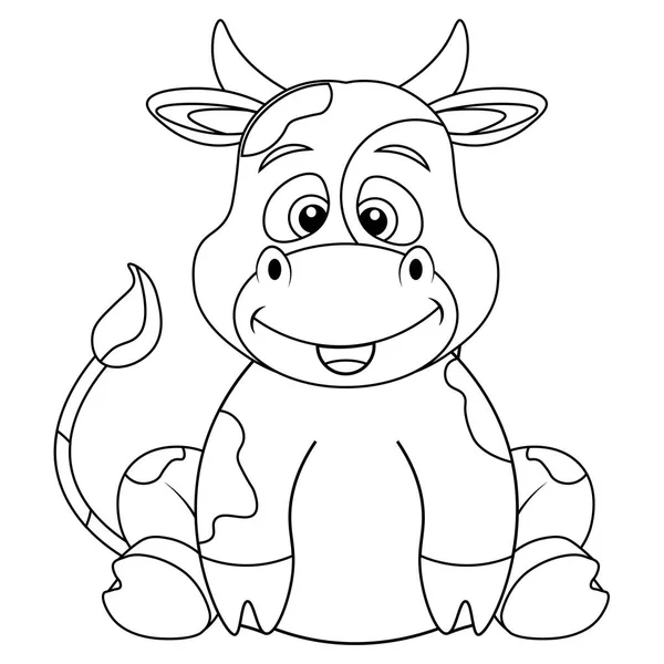 Livro para colorir com vaca para adultos e crianças. Ilustração vetorial do livro de colorir. — Vetor de Stock