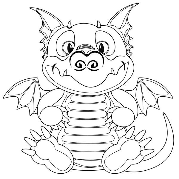 Livre à colorier souriant bon dragon. Illustration vectorielle sur le thème de la coloration pour adultes et enfants . — Image vectorielle