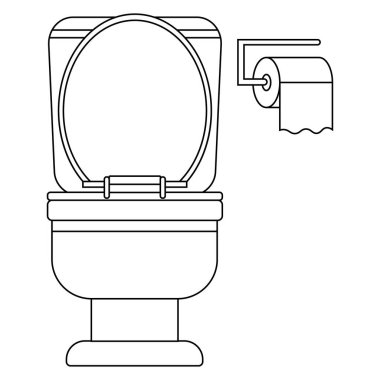 Tuvalet kağıdı rulolu klozet. Basit düz çizgi film vektör çizimi.