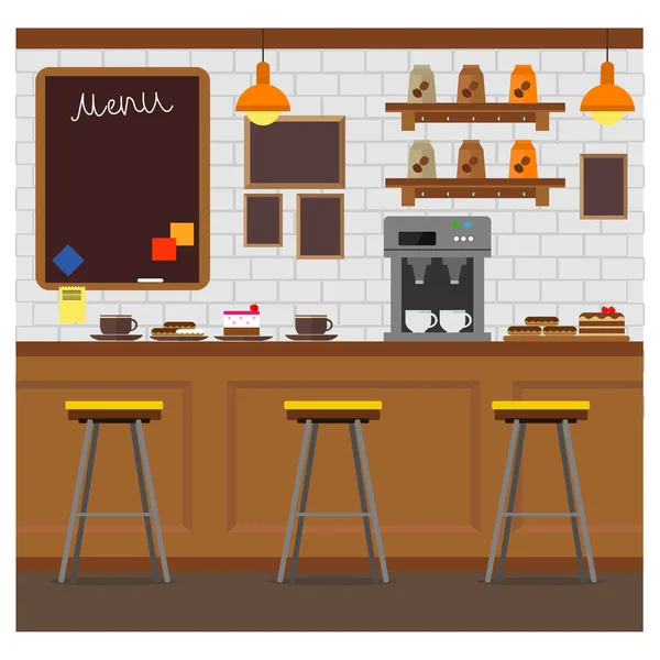 Intérieur Café Confortable Café Familial Avec Friandises Pour Séjour Agréable — Image vectorielle