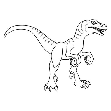 Yırtıcı dinozorun vektör boyası. Yetişkinler ve çocuklar için renklendirme.
