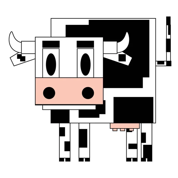 Funny Vector Cow Square Style Illustration White Background — Stock Vector