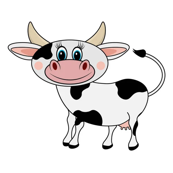 Drôle Drôle Vache Tachetée Illustration Vectorielle Symbole Année Taureau — Image vectorielle