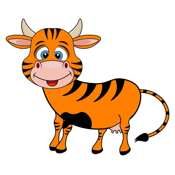 Funny Funny Cow Tiger Color Vector Illustration — Stock Vector