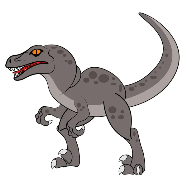 Dinozaur Raptor Ilustracja Wektora Temat Archeologii Dinozaurów Białym Odosobnionym Tle — Wektor stockowy