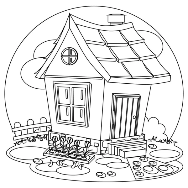 Fabuleux Livre Coloriage Vectoriel Maison Style Dessin Animé Illustration Vectorielle — Image vectorielle