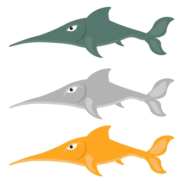 Набор Векторной Рыбы Меча Иллюстрация Тему Обитателей Морей Океанов — стоковый вектор