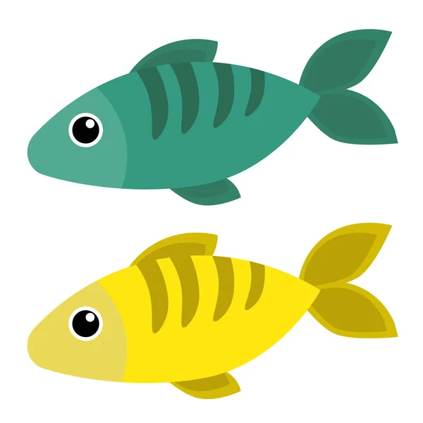Barevné Tropické Vektorové Ryby Sadě Ilustrace Téma Mořský Život — Stockový vektor