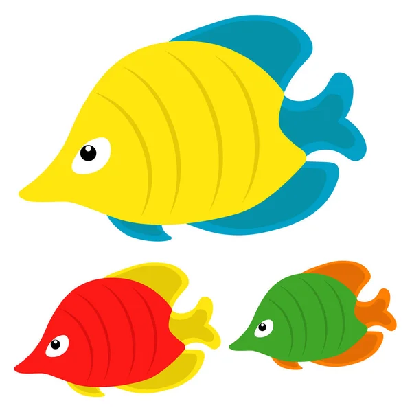 Barevné Tropické Vektorové Ryby Sadě Ilustrace Téma Mořský Život — Stockový vektor