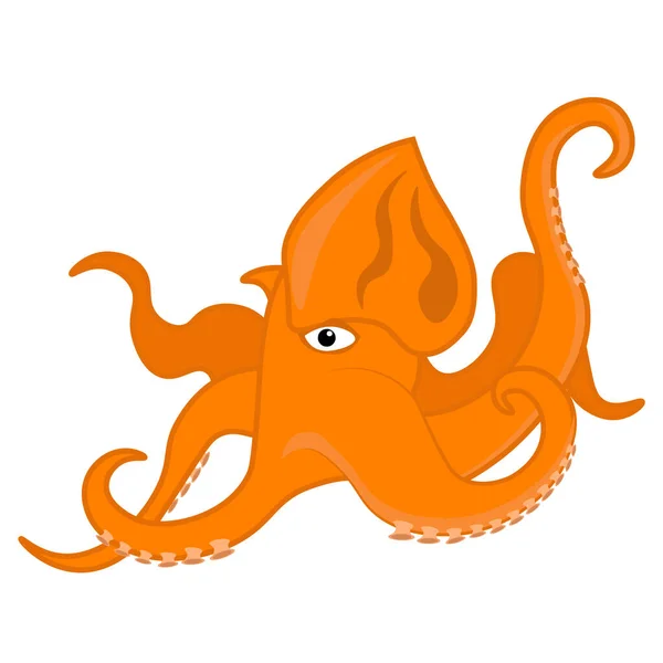 Vektorová Chobotnice Ilustrace Téma Obyvatelé Moře Bílém Izolovaném Pozadí — Stockový vektor