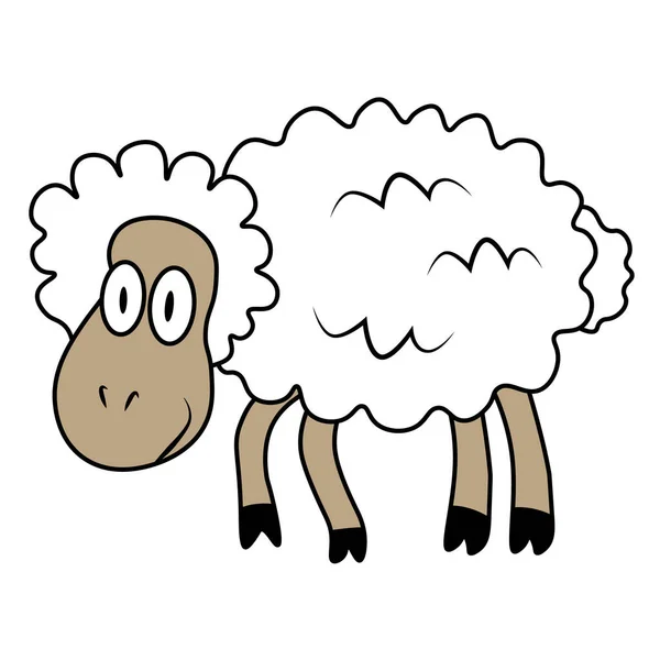 親切で甘い羊です 白い隔離された背景のペットをテーマにしたベクトルイラスト — ストックベクタ