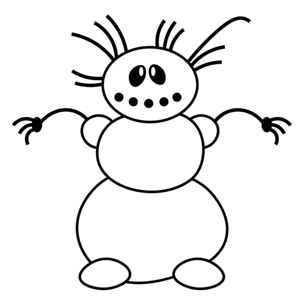 Bonhomme Neige Drôle Fou Illustration Vectorielle Sur Fond Blanc Isolé — Image vectorielle