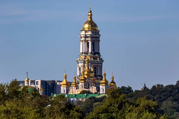 Vista Grande Torre Sineira Outras Igrejas Kyivo Pecherska Lavra Kiev — Fotografia de Stock