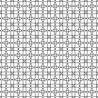 Şık siyah beyaz tek renkli geometrik grafik desen vektör çizim