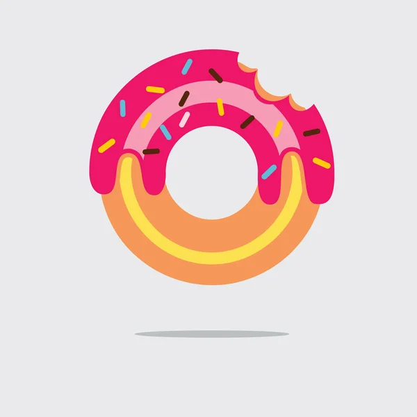 Single Pink Donut Vector Illustration — Stock Vector